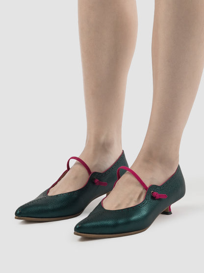 Metallic green and fuschia Selah pumps