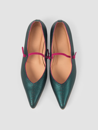 Metallic green and fuschia Selah pumps