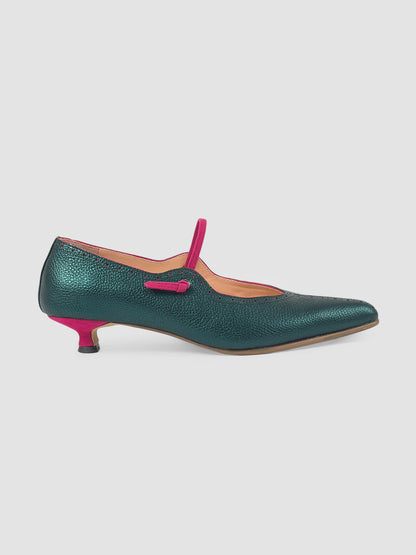 Metallic green and fuschia Selah pumps