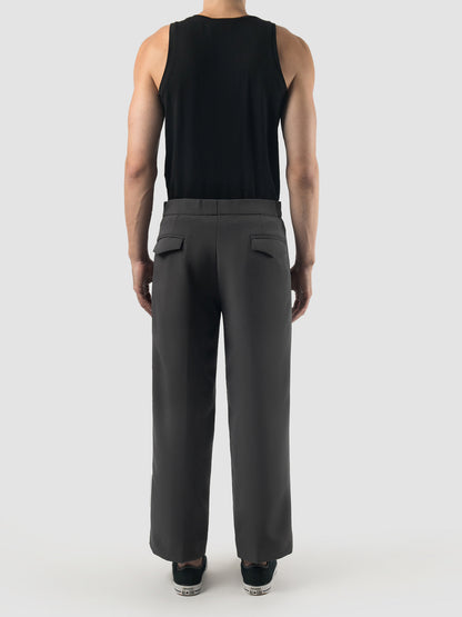 Dark grey pleated straight pants