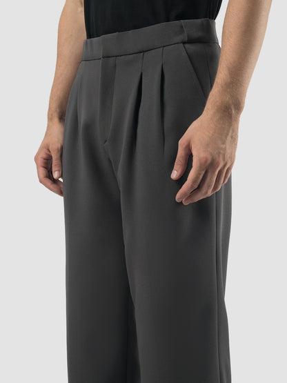 Dark grey pleated straight pants