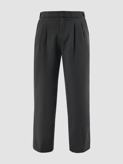 Dark grey pleated straight pants