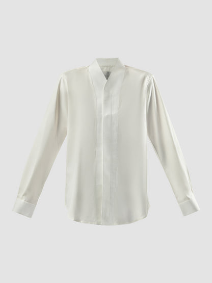 White Part 5 collarless long-sleeved shirt