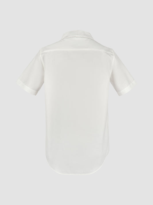 White Part 1 collarless short-sleeved shirt