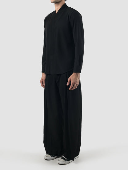 Black Part 5 collarless long-sleeved shirt