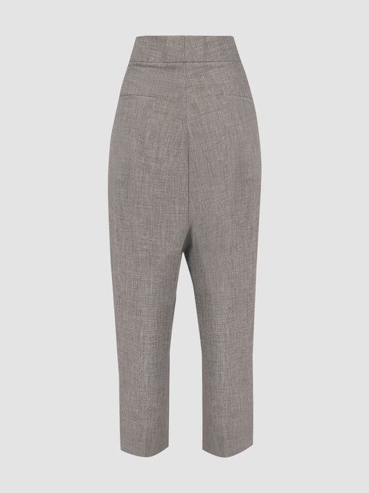 Light grey dropped crotch trousers