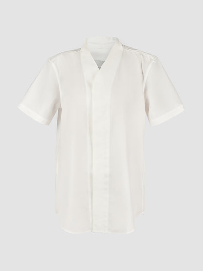 White Part 5 collarless short-sleeved shirt