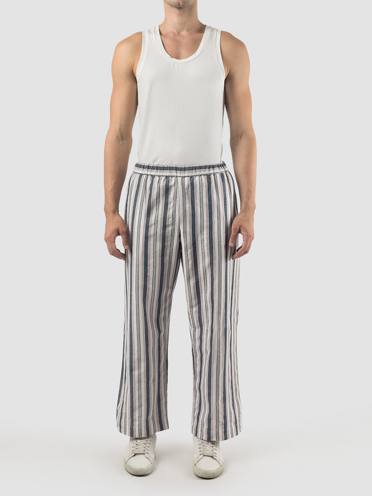 Navy Lurik seamless palazzo pants