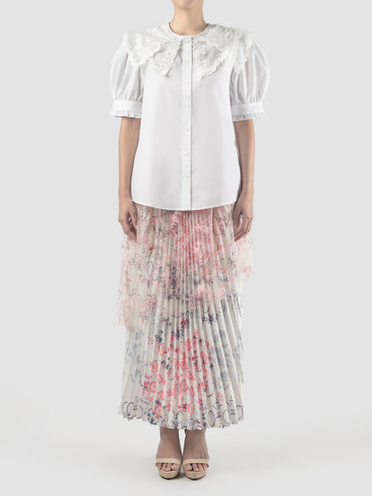 Daksa off white Michelle blouse with embroidered collar