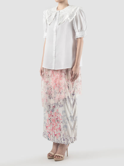 Daksa off white Michelle blouse with embroidered collar