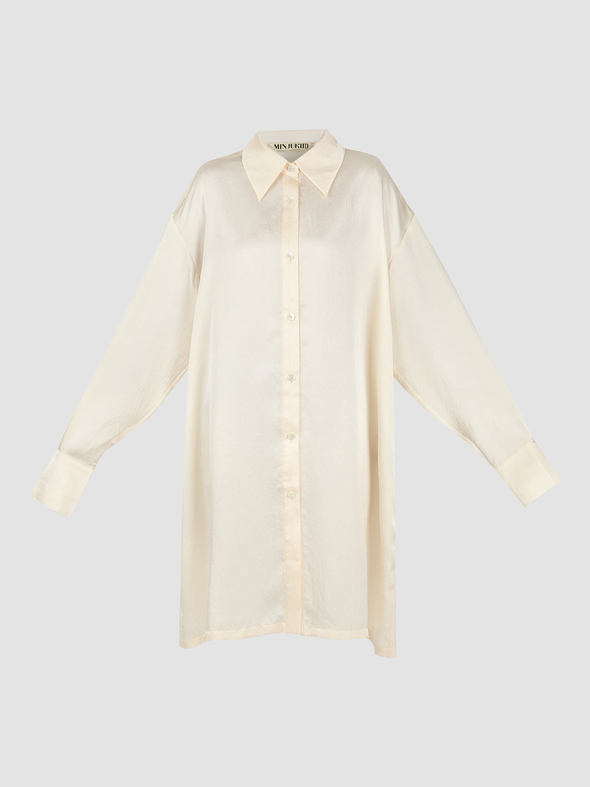 Basic Oversize Shirt Dress In Ivory