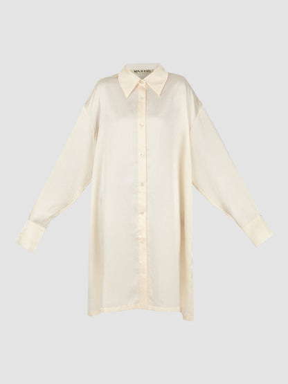 Basic Oversize Shirt Dress In Ivory