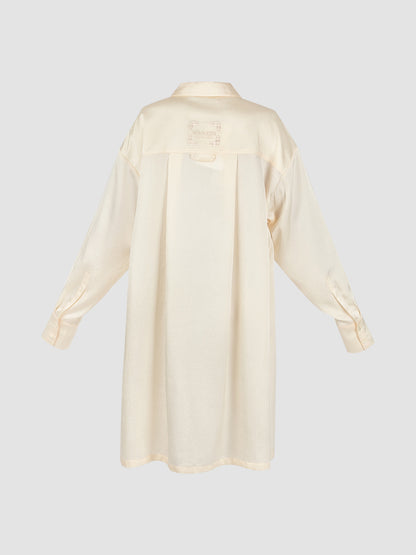 Basic Oversize Shirt Dress In Ivory