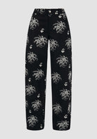 Low Waist Embroidered Denim Pants In Black