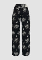 Low Waist Embroidered Denim Pants In Black