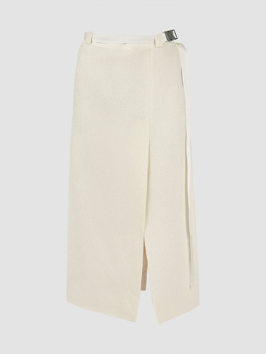 Buckle Pencil Skirt In Ivory