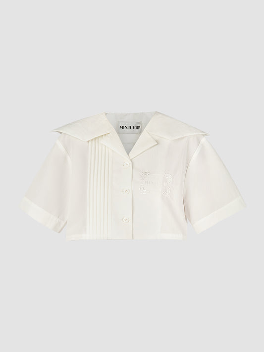 Butter Fly Cut Crop Shirt In White