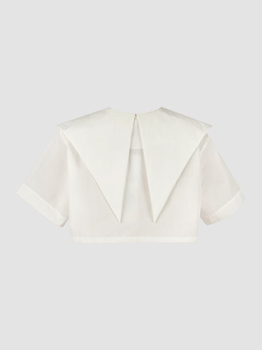 Butter Fly Cut Crop Shirt In White