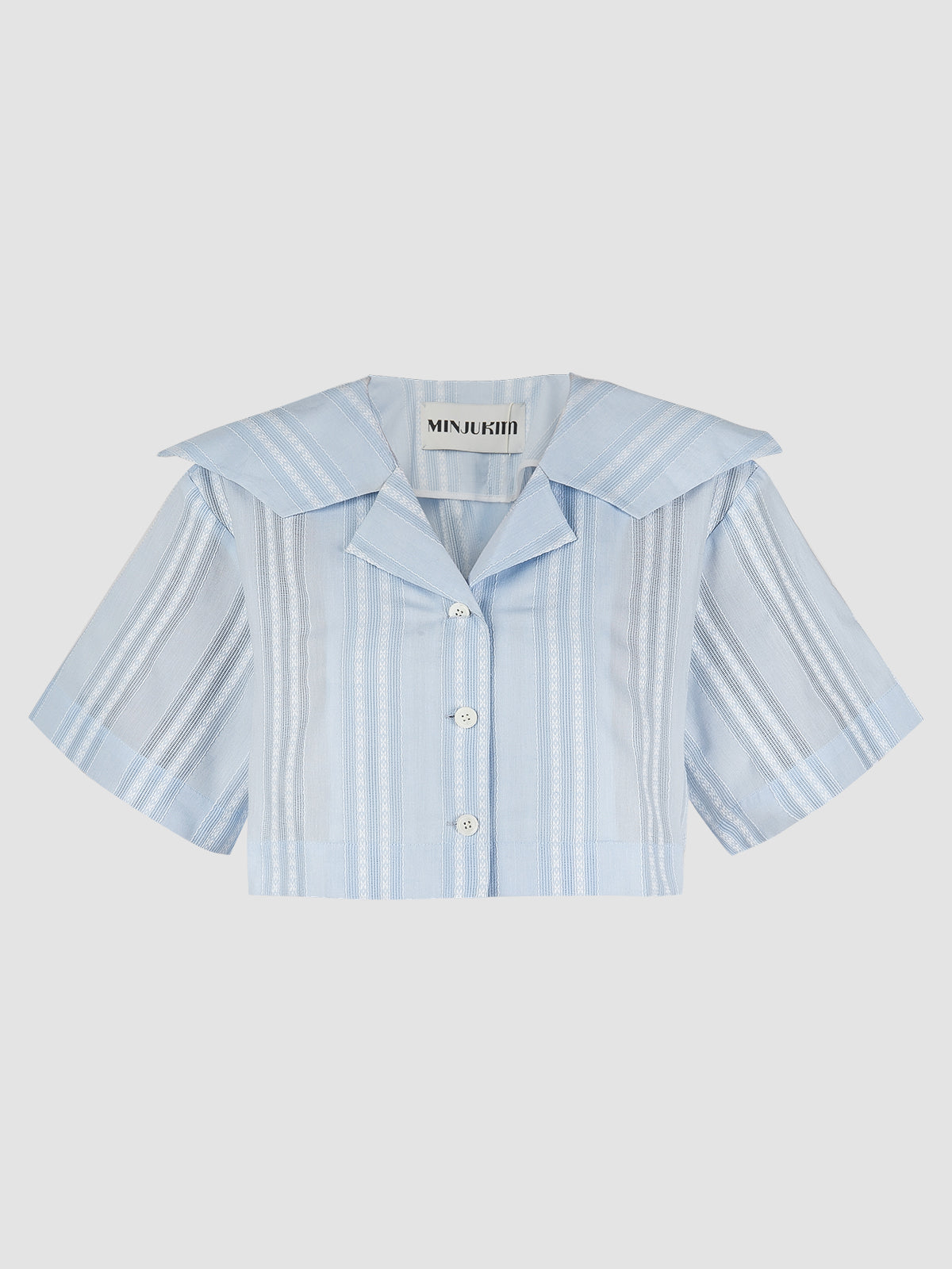 Butter Fly Cut Crop Shirt In Sky Blue