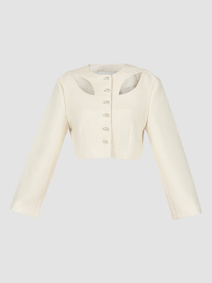 Fairy Eyes Cut Out Short Jacket  In Ivory