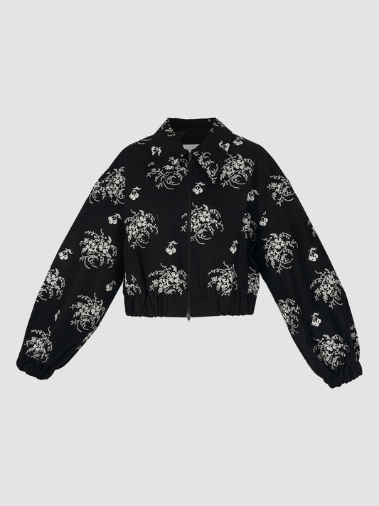 Shadow Embroidered Bomber Jacket In Black