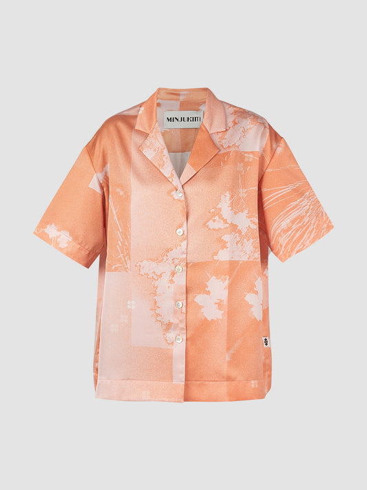 Shadow Floral Hawaiian Shirt In Orange Print