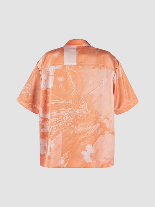 Shadow Floral Hawaiian Shirt In Orange Print