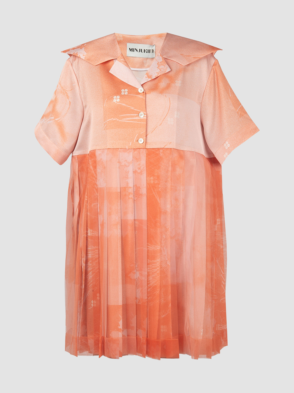 Butter Fly Pleated Mini Dress In Orange Print