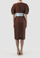 Brown Avy short-sleeved midi dress