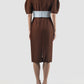 Brown Avy short-sleeved midi dress