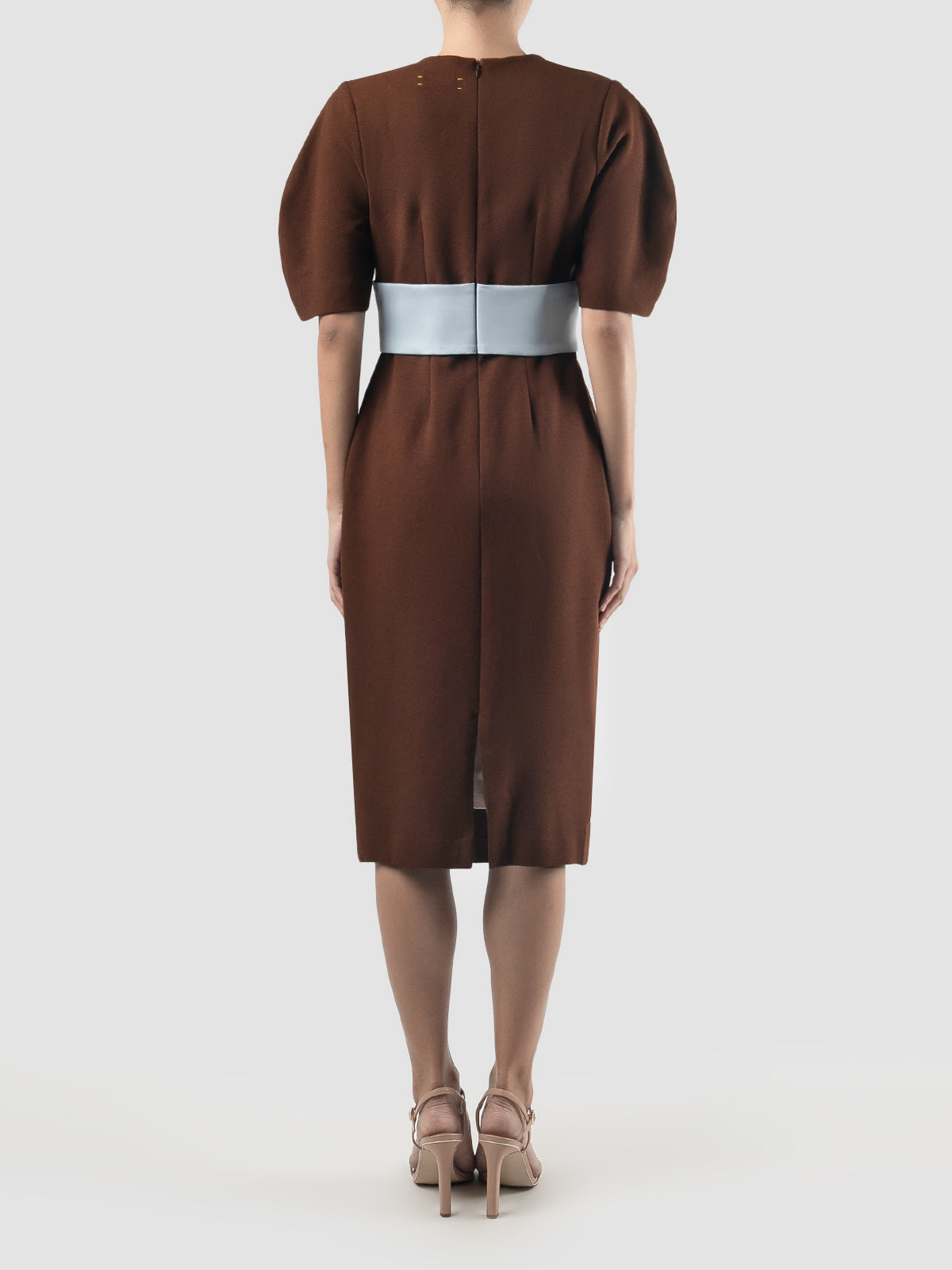 Brown Avy short-sleeved midi dress