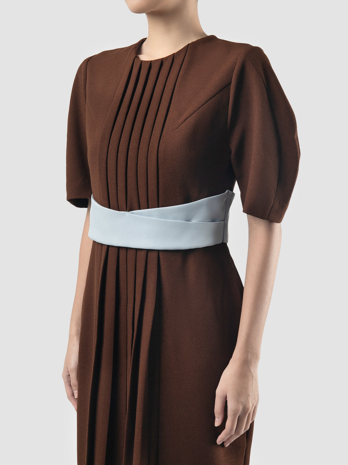 Brown Avy short-sleeved midi dress