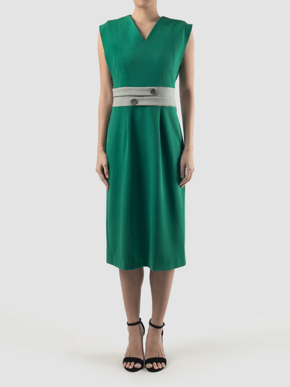 Green Valy sleeveless midi dress