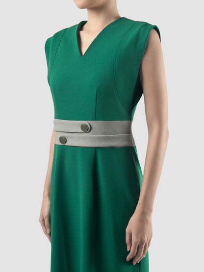 Green Valy sleeveless midi dress