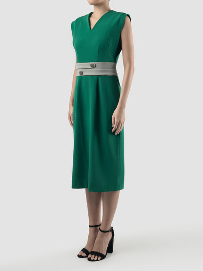 Green Valy sleeveless midi dress