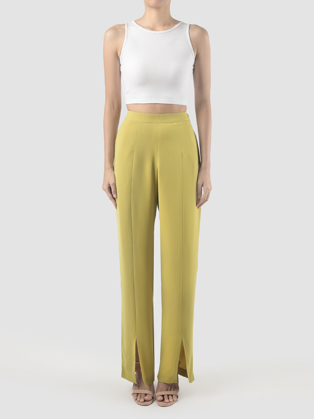 Lime green Trapeze straight pants