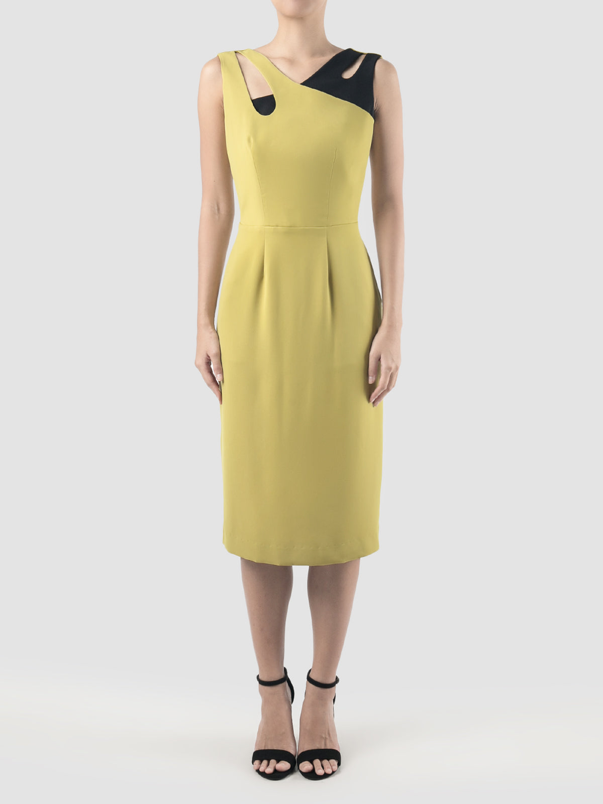 Lime green Cylinder midi dress