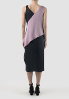 Purple-black Rhombus two-toned midi dress