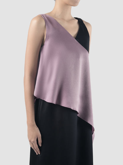 Purple-black Rhombus two-toned midi dress