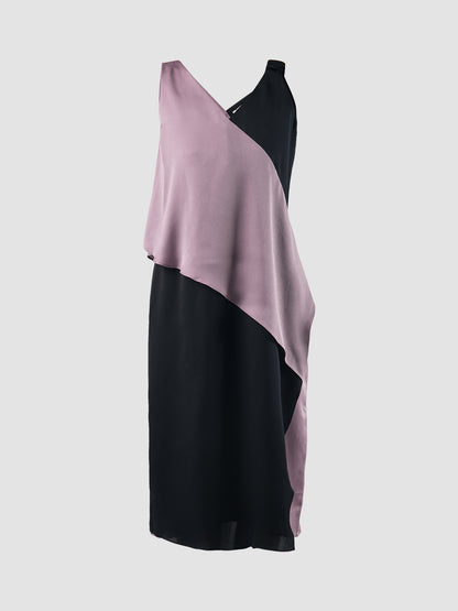 Purple-black Rhombus two-toned midi dress