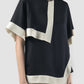 Cuboid Blouse In Navy-White