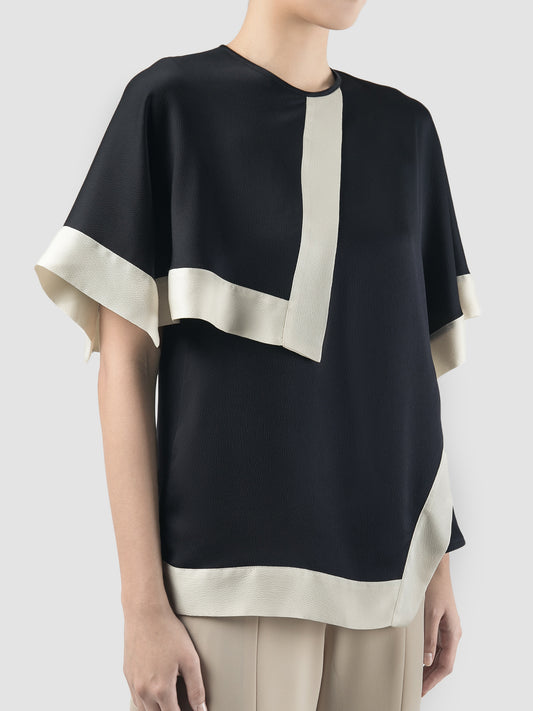 Cuboid Blouse In Navy-White