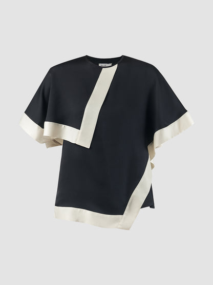 Cuboid Blouse In Navy-White