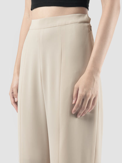 Light pink crepe Trapeze straight pants