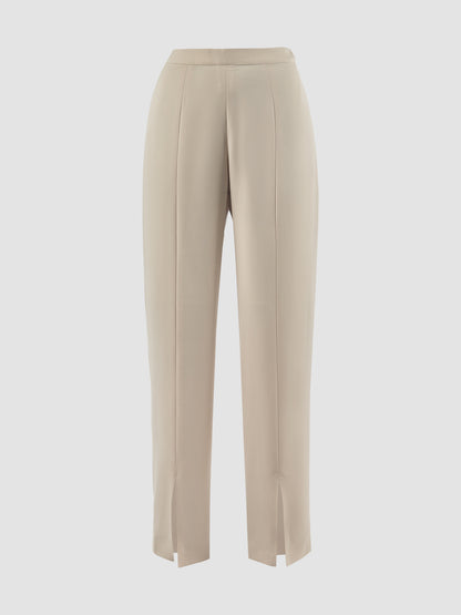 Light pink crepe Trapeze straight pants