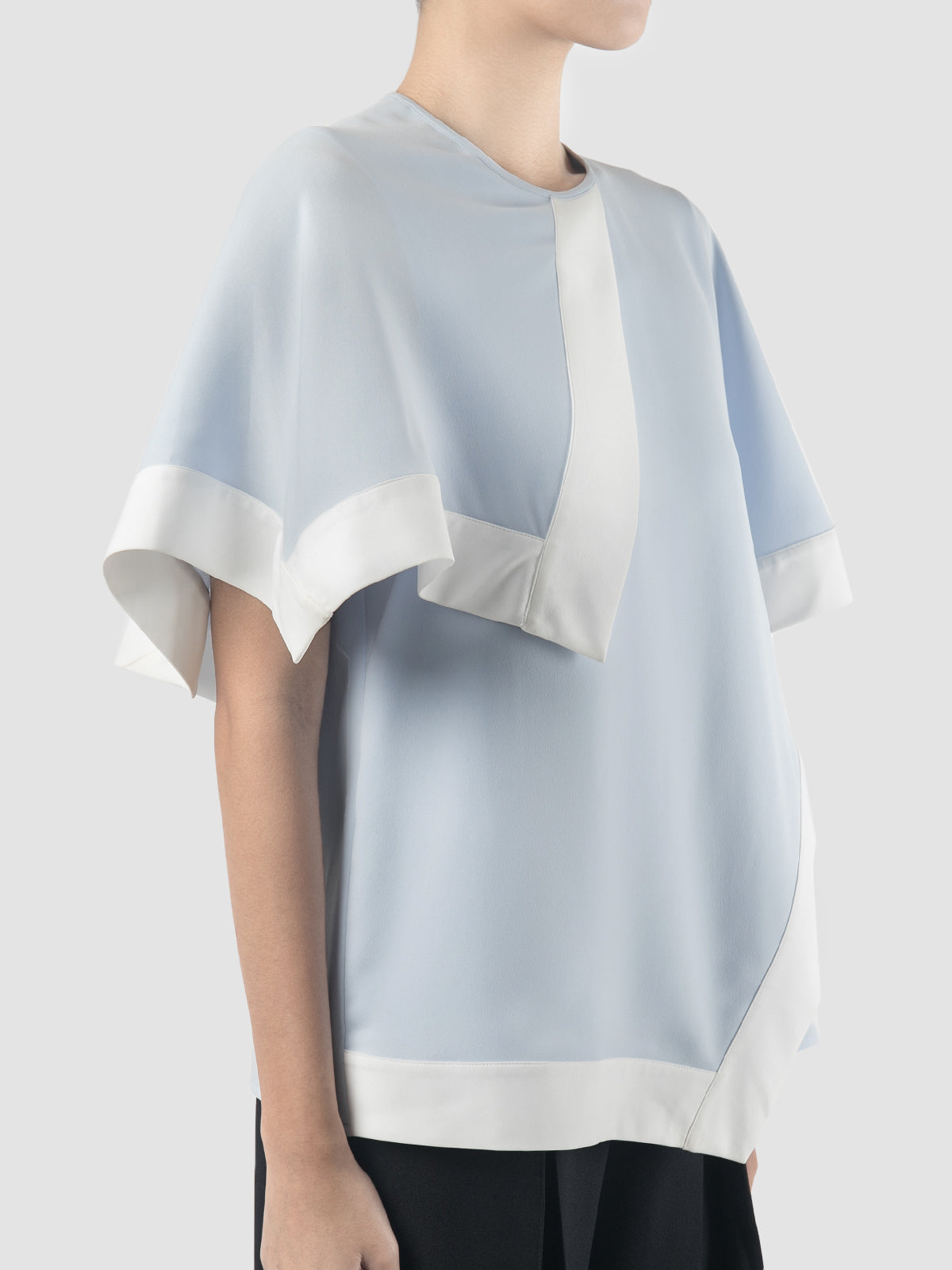 Cuboid Blouse In Light Blue-White