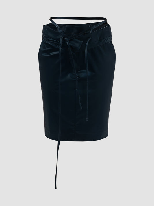 Night Blue Woven Mini Suit Skirt