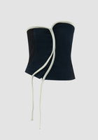 Black-white woven triple denim corset