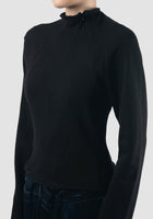 Black Multiline Zip knitted crewneck