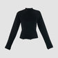 Black Multiline Zip knitted crewneck